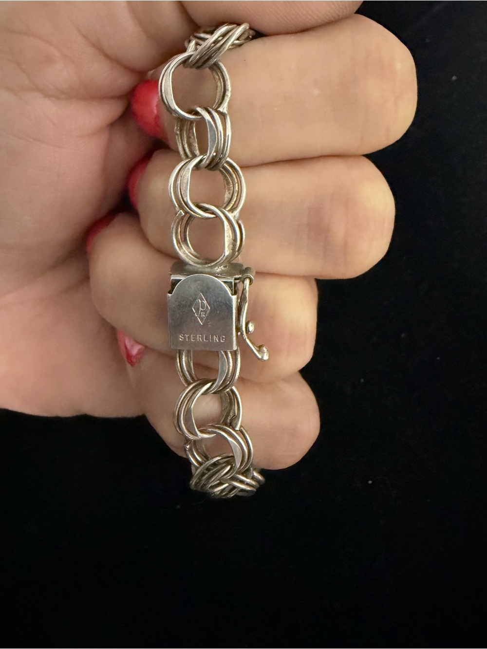 925 Sterling silver triple link vintage bracelet
